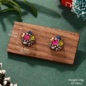 Dazzling Multi‎ Color Crystal Stud Earrings Small Gemstone Round Womens